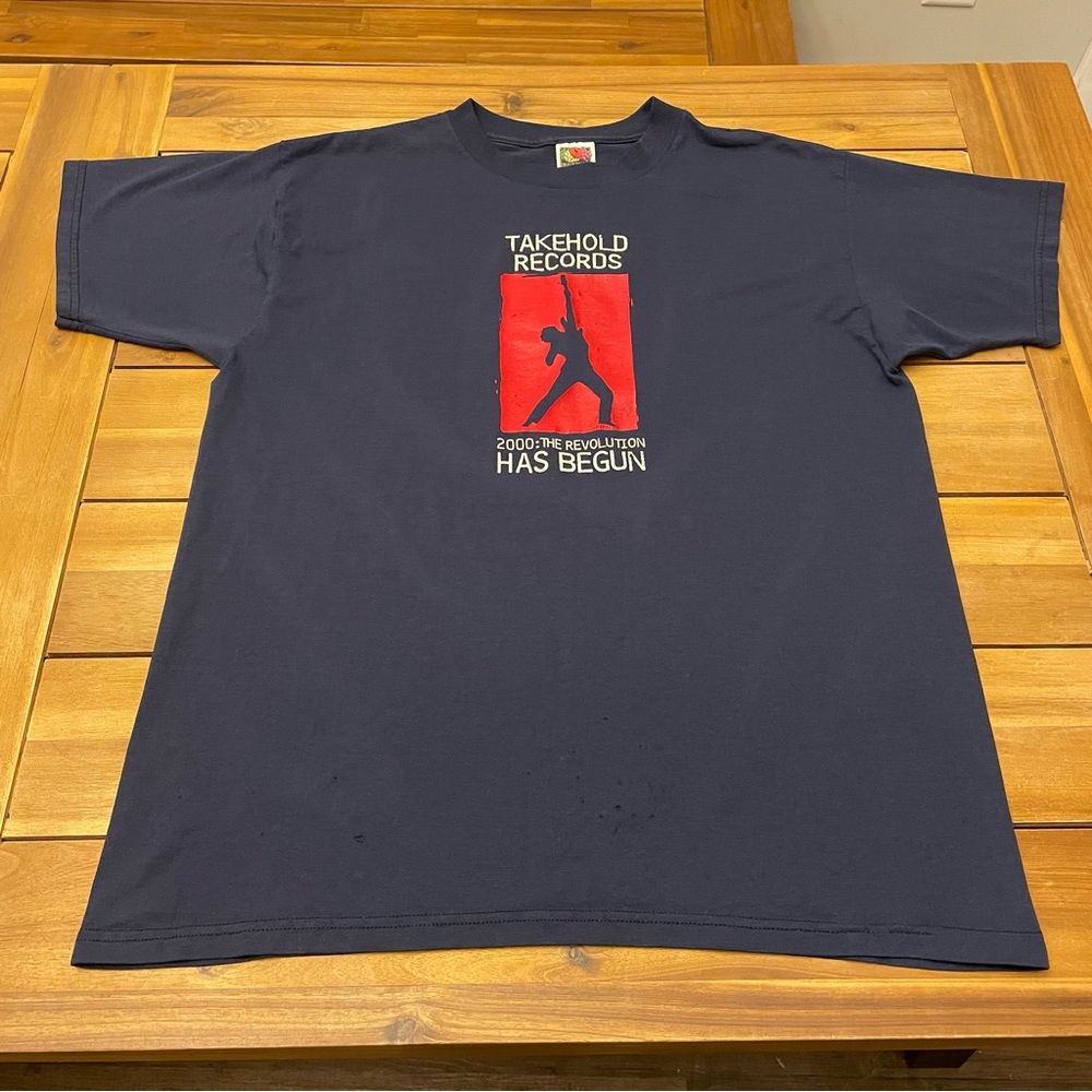 Vintage 2000s Y2K Takehold Records Christian Rock Band T Shirt Large Blue